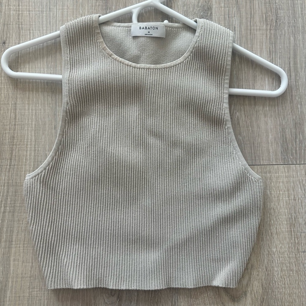 Aritzia Cream Ribbed Cropped Tank - Picture 5 of 8